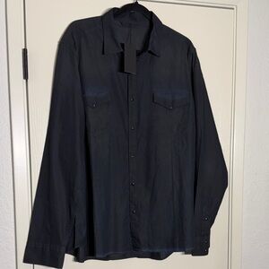 ARI Black-Blue Blend / Made in Italy Button-Up Shirt size Large